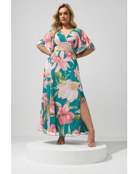 Yours - Floral Print Maxi Wrap Dress - Lyst