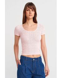 Dilvin - Slim Fit Ribbed Textured Blouse - Lyst
