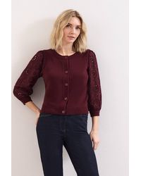 Phase Eight - Blythe Eyelet Sleeve Knit Cardigan - Lyst