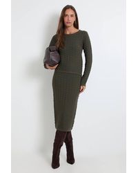 Wallis - Pointelle Midi Knitted Skirt - Lyst