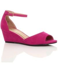 AJVANI - Mid Wedge Heel Ankle Strap Sandals - Lyst