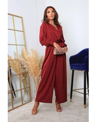 Double Second - Lux Satin Wrap Jumpsuit - Lyst