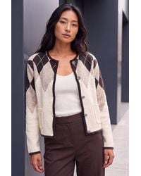 Roman - Petite Buttoned Argyle Knit Cardigan - Lyst