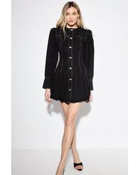 MissPap - Premium Denim Pleat Hem Balloon Sleeve Dress - Lyst