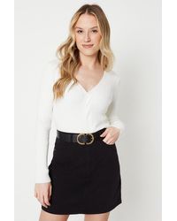 Oasis a-line mini skirt with button front in check cheap