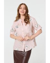 Izabel London - Floral 3/4 Turn-Up Sleeve Blouse - Lyst