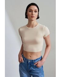 Dilvin - Crop Slim-Fit Crew Neck T-Shirt - Lyst