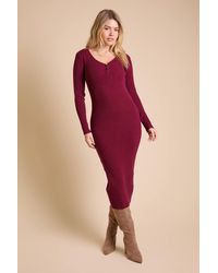 Dorothy Perkins - V-Neck Button Down Knitted Maxi Dress - Lyst
