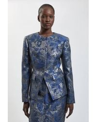 Karen Millen - Tailored Jacquard Collarless Jacket - Lyst