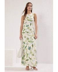WOVCOR - Floral Print Sleeveless Ruched Maxi Dress - Lyst