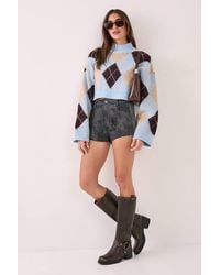 Nasty Gal - Distressed Faux Leather Panelled Hotpant - Lyst