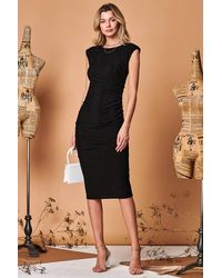 Jolie Moi - Metallic Sparkly Ruched Bodycon Dress - Lyst