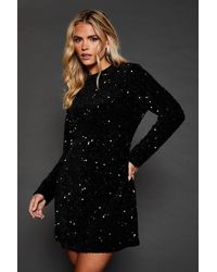 Dorothy Perkins - Petite Velvet Sequin Mini Dress - Lyst