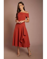 Coast - Bardot Waterfall Crepe Midi Dress - Lyst