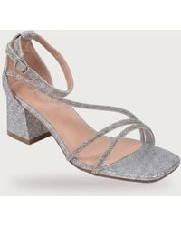 IKRUSH - Saoirse Glitter Block Heel Strappy Sandals W/ Square Toe - Lyst