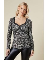 Dorothy Perkins - Zebra Lace Front Long Sleeve Blouse - Lyst