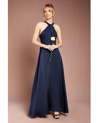Coast - Honoured Twist Halterneck Satin Maxi Bridesmaid Dress - Lyst