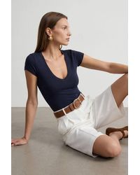 Dilvin - Slim Fit V-Neck Jersey Blouse - Lyst