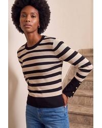 Roman - Stripe Button Detail Knit Jumper - Lyst