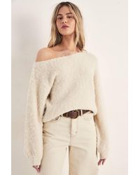 Nasty Gal - Wool Blend Asymmetric Off-The Shoulder Knitted Jumper - Lyst