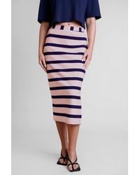 Enorsia - Rose Striped Jersey Midi Skirt - Lyst