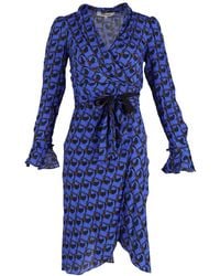 Diane von Furstenberg - Preloved Anuj Wrap-Effect Printed Midi Dress - Lyst