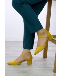 AJVANI - Mid Block Heel Faux Suede Pointed Toe Evening Party Strappy Shoes - Lyst