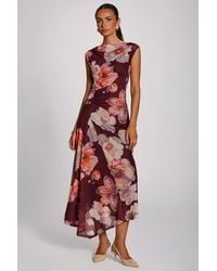 Jolie Moi - Asymmetric Draped Mesh Maxi Dress - Lyst