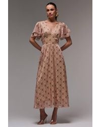 Jolie Moi - Layered Angel Sleeved Chiffon Maxi Dress - Lyst