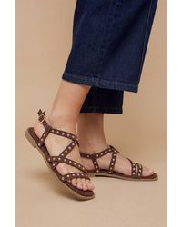 Dorothy Perkins - Ellis Faux Suede Studded Gladiator Flat Sandals - Lyst