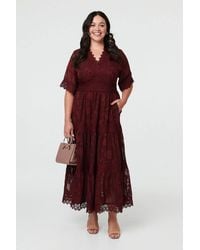 Izabel London - Curve Floral Lace 1/2 Sleeve Maxi Dress - Lyst