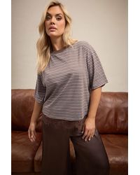 Yours - Stripe Lace Hem T-Shirt - Lyst