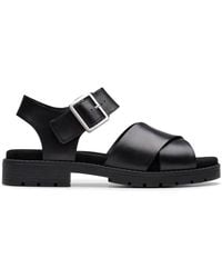 Clarks - Orinoco Cross Leather Flat Sandals - Lyst
