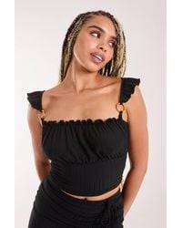 Pink Vanilla - Frill Strap & Trim Crop Top - Lyst