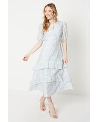 Oasis - Occasion Embroidered Organza Ruffle Midi Dress - Lyst