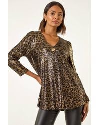 Roman - Metallic Animal Print Tunic Top - Lyst