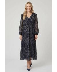 Izabel London - Floral Layered Long Sleeve Midi Dress - Lyst