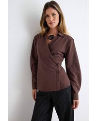 WOVCOR - Asymmetric Button Detail Regular Fit Long Sleeve Shirt - Lyst