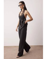 WOVCOR - Lace Trim Satin V Neck Party Blouse - Lyst