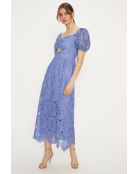 Oasis - Premium Floral Lace Cut Out Midi Dress - Lyst