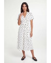 Wallis - Spot Jersey Roll Sleeve Belted Midi Dress - Lyst