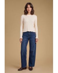 Oasis - Pointelle Frill Neck Long Sleeve Top - Lyst