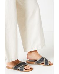 Oasis - Bambie Woven Material Cross Strap Flat Sandals - Lyst