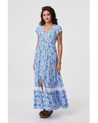 Izabel London - Mosaic Print Cap Sleeve Maxi Dress - Lyst