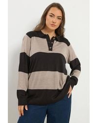 Yours - Stripe Rugby Collar Jumper - Lyst