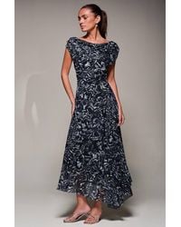 Jolie Moi - Mesh Asymmetrical Draped Maxi Dress - Lyst