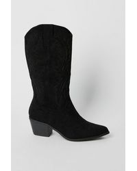Oasis - Janet Cutwork Detailed Western Calf Boots - Lyst