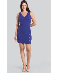 Enorsia - Sleeveless Button Detail Mini Dress - Lyst