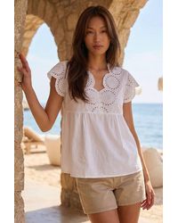 Roman - Broderie Buttoned Top - Lyst