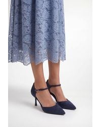 Wallis - Lydia Faux Suede Ankle Strap Medium Stiletto Heel Court Shoes - Lyst